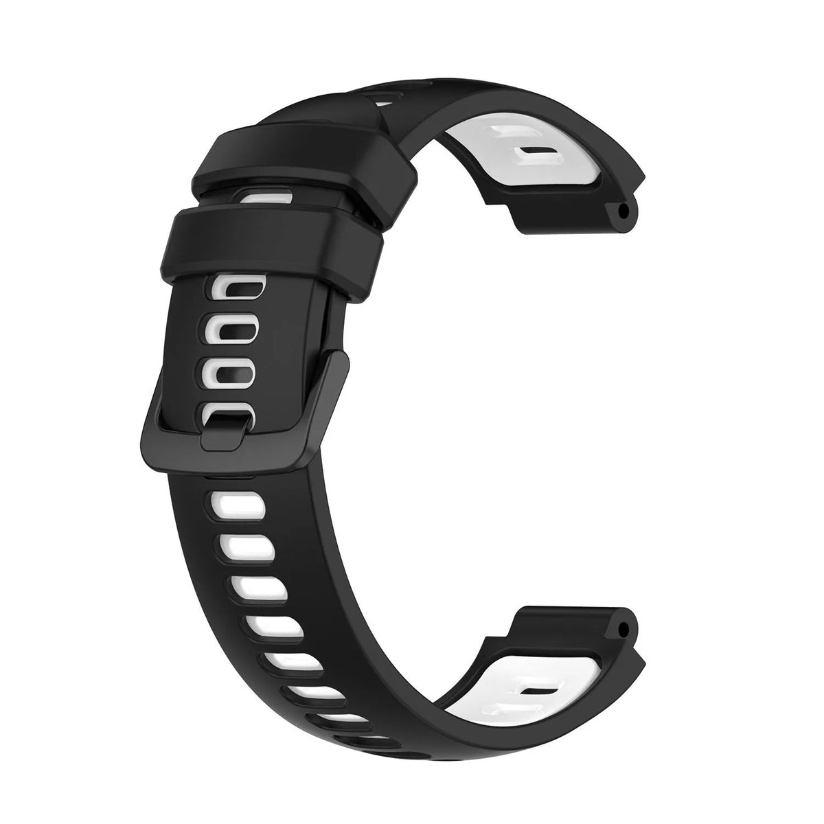 Silicone Sport Strap, black/white, without a watch, 3/4 front view