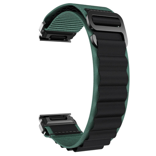 Garmin Forerunner 970 Alpine Nylon Armband (Grün/Schwarz)