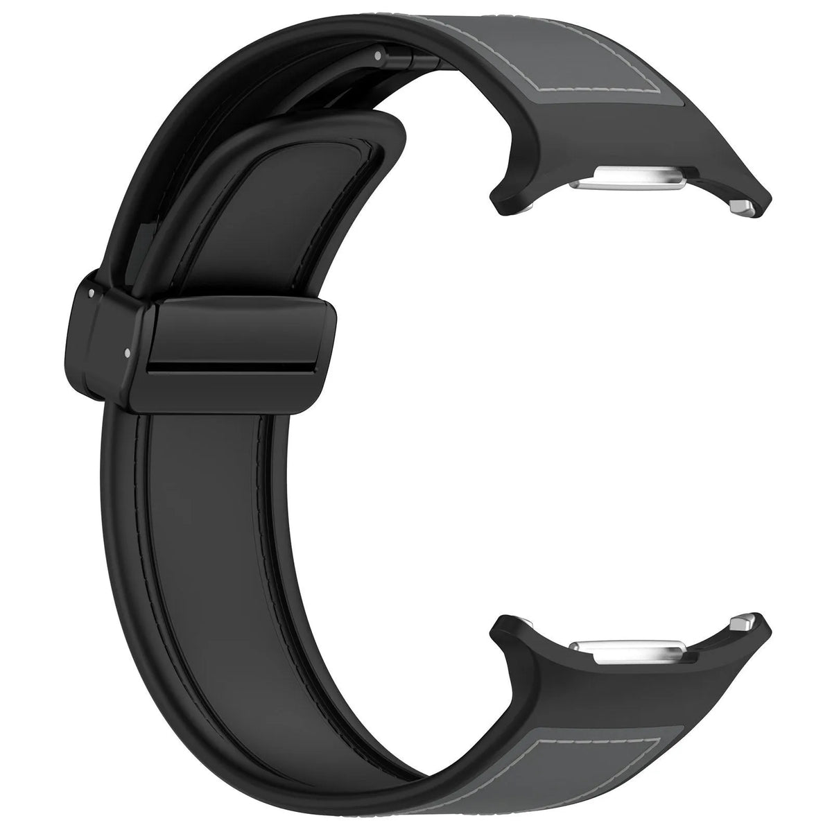 Leather Hybrid Strap, grey, without a watch, 3/4 front view