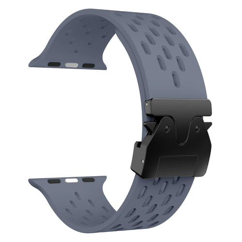 Silicone Strap 'Air' P-Buckle, grey-blue, without a watch, 3/4 front view