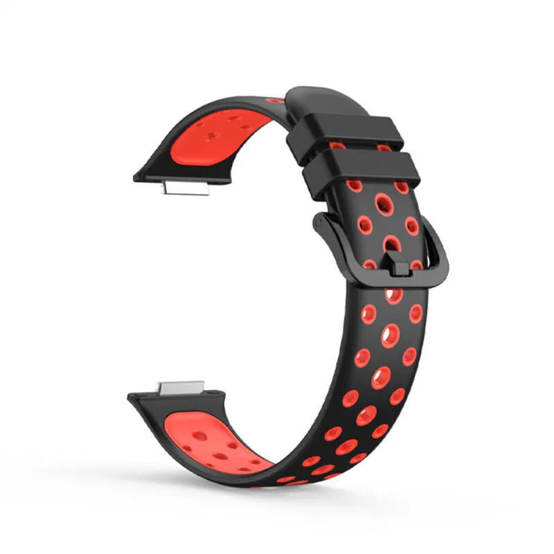 Silicone Sport Strap, black/red, without a watch, 3/4 front view