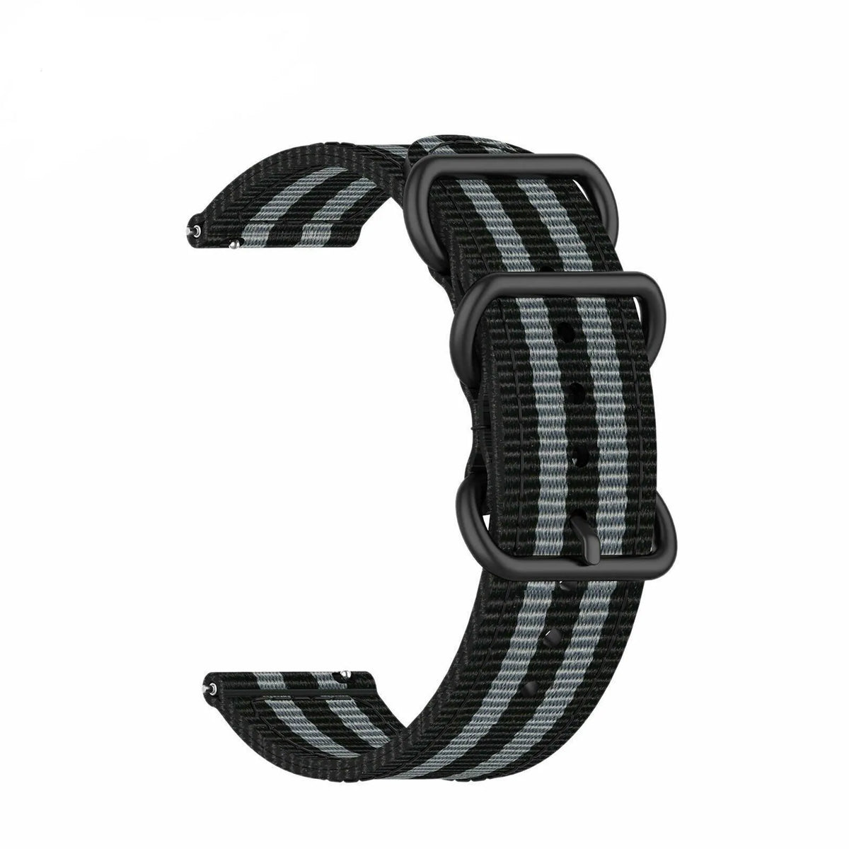 Nylon Buckle Strap, black/grey, without a watch, 3/4 front view