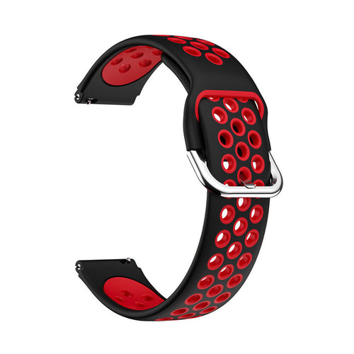 Silicone Sport Strap, black/red, without a watch, 3/4 front view