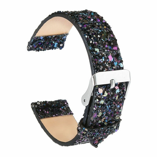 Leather Strap with Glitters, black, without a watch, 3/4 front view