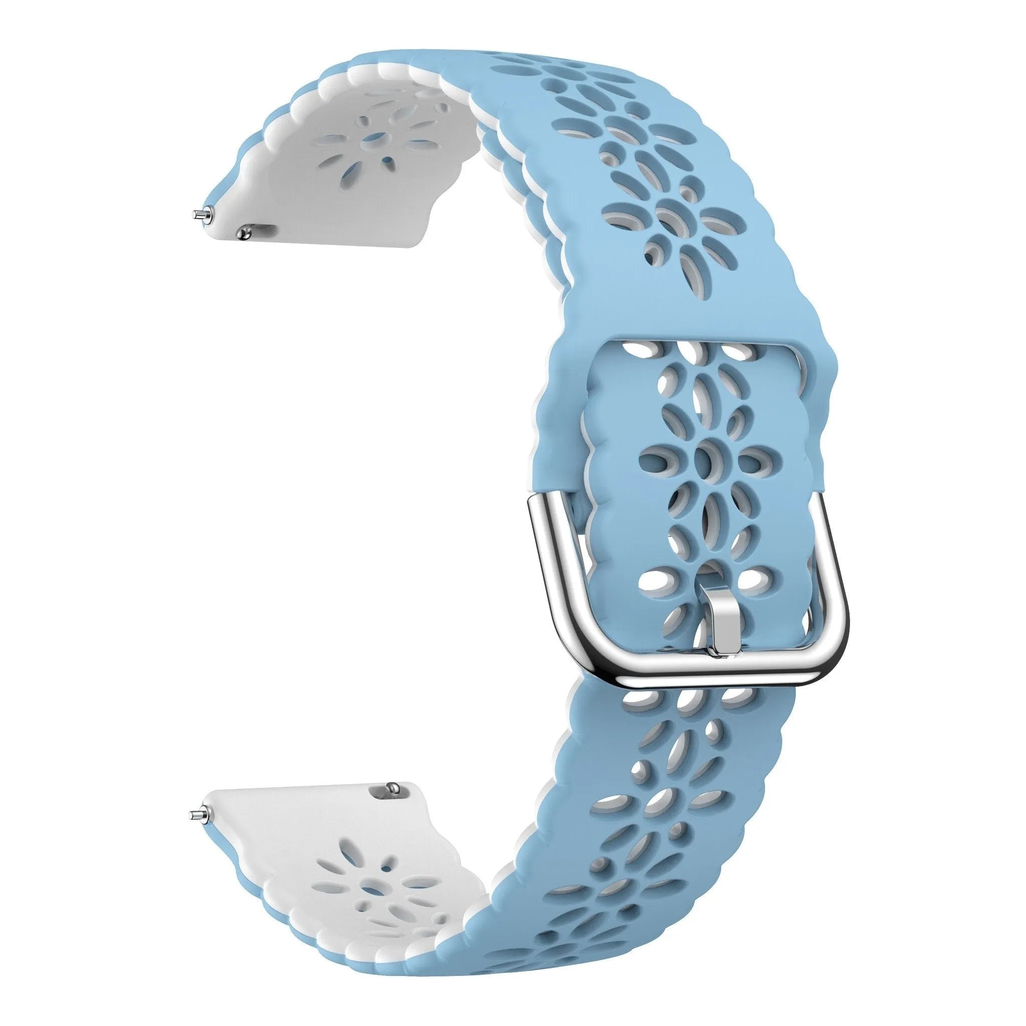 Patterned Silicone Strap, light blue/white, without a watch, 3/4 front view