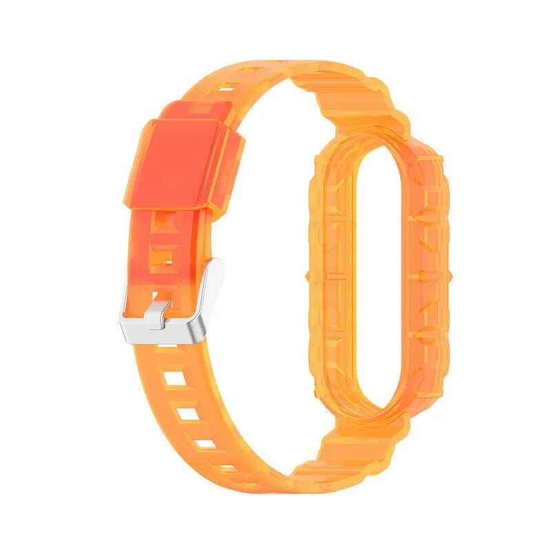 Silicone Clear TPU Strap, transparent orange, without a watch, 3/4 front view