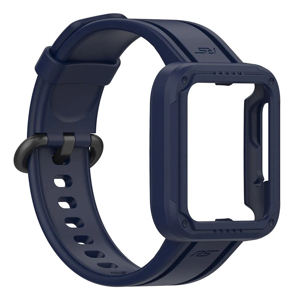 Silicone Strap with Frame, dark blue, without a watch, 3/4 front view