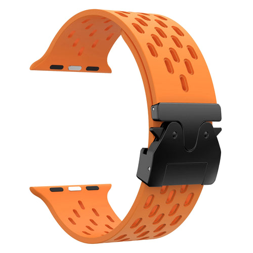 Silicone Strap 'Air' P-Buckle, orange, without a watch, 3/4 front view