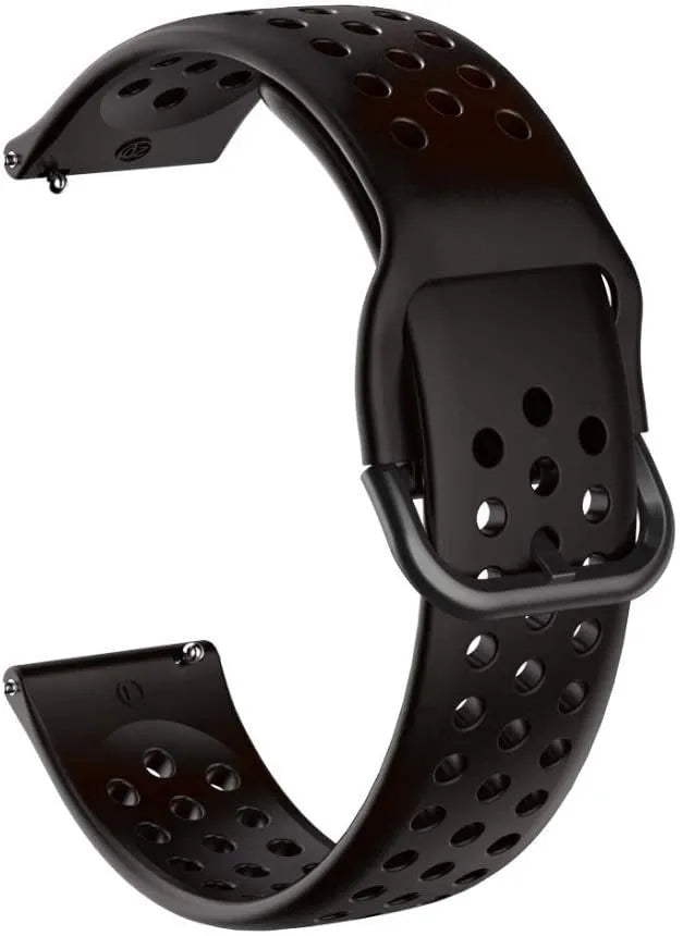 Breathable Silicone Strap, black, without a watch, 3/4 front view