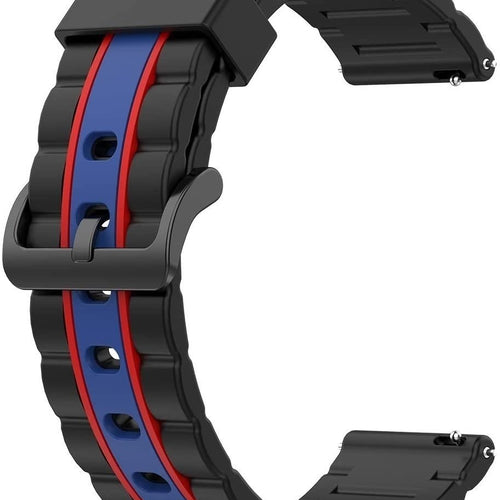 Silicone Special Edition Strap, black/blue, without a watch, 3/4 front view