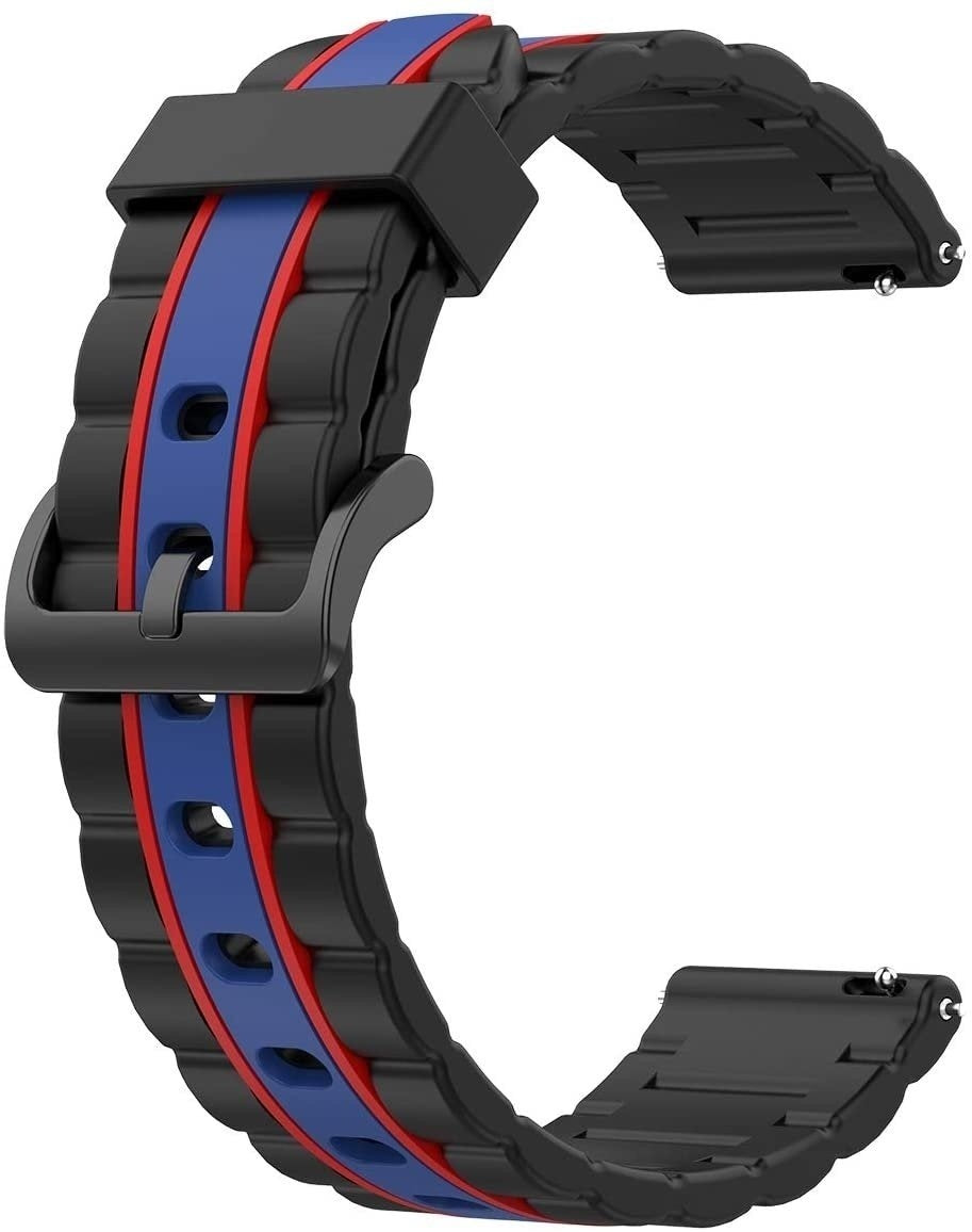 Silicone Special Edition Strap, black/blue, without a watch, 3/4 front view