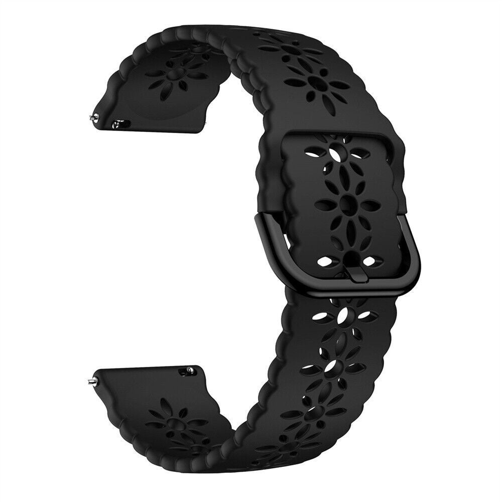 Patterned Silicone Strap, black, without a watch, 3/4 front view