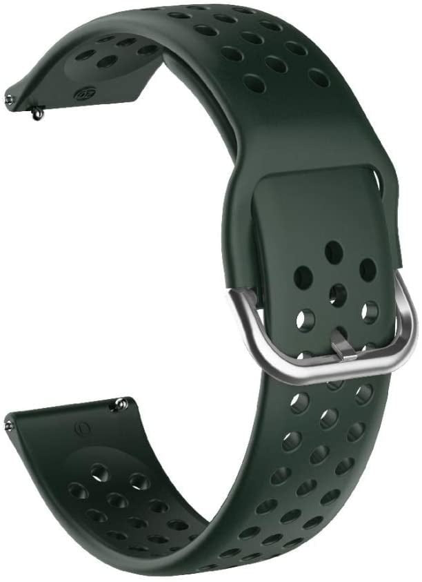 Breathable Silicone Strap, army green, without a watch, 3/4 front view