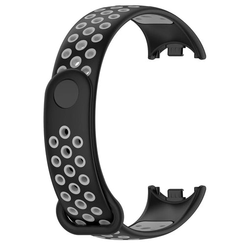 Silicone Sport Strap, black/grey, without a watch, 3/4 front view
