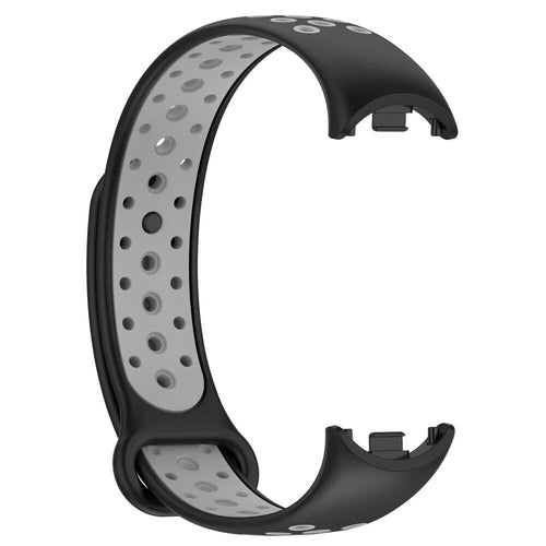 Silicone Sport Strap, black/grey, without a watch, 3/4 front view