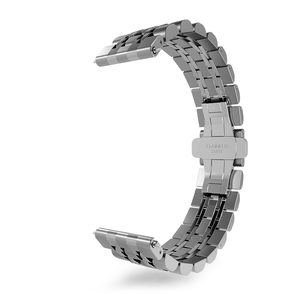 Steel Link Strap 'Duo', silver, without a watch, 3/4 front view
