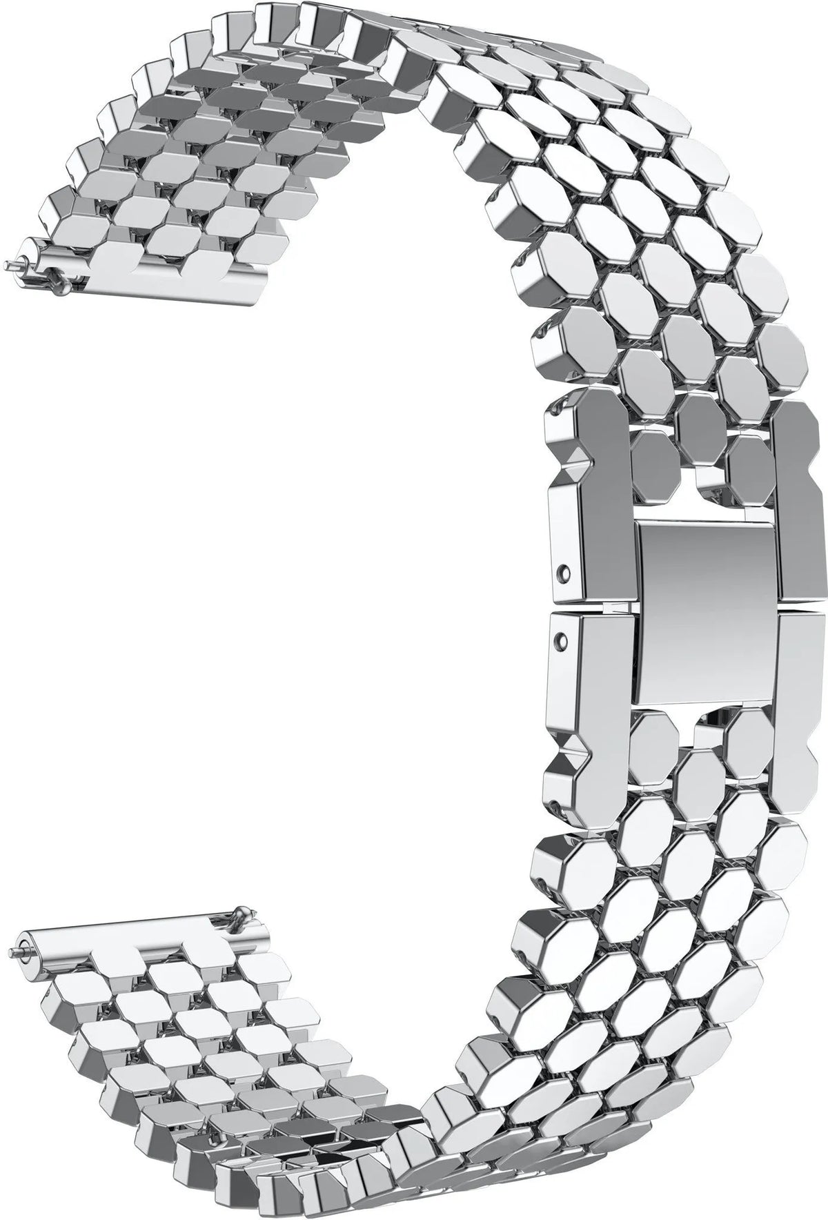 Steel Strap Hexagons, silver, without a watch, 3/4 front view