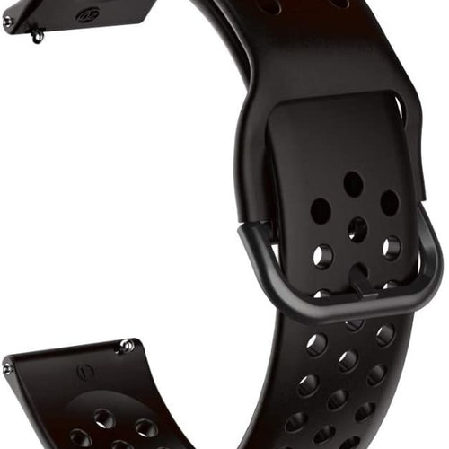 Breathable Silicone Strap, black, without a watch, 3/4 front view