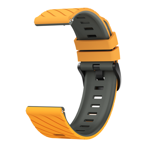 Silicone Twill Sport Strap, dark yellow/grey, without a watch, 3/4 front view