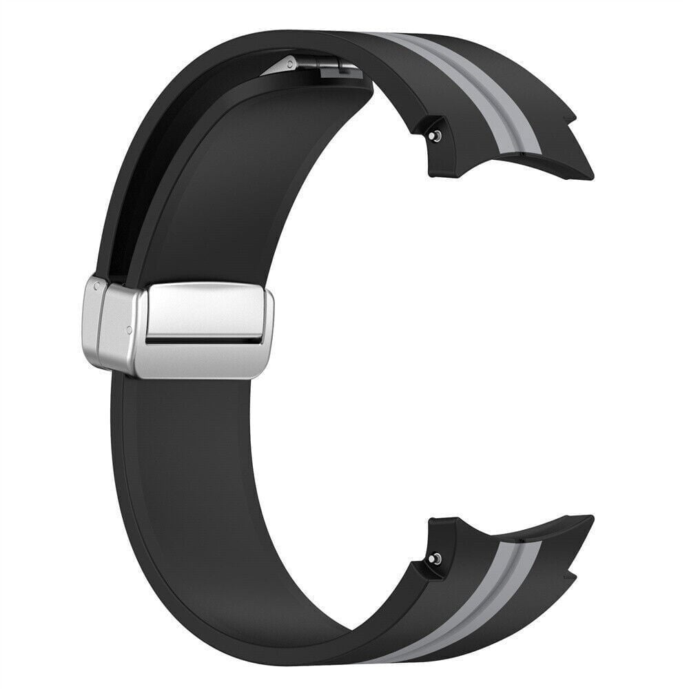 Silicone Magnetic Sport Strap, black/grey, without a watch, 3/4 front view