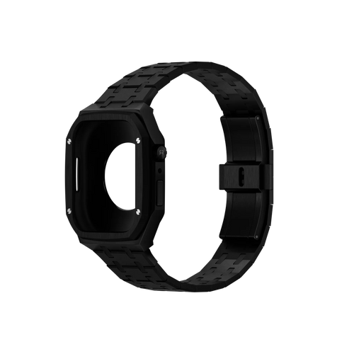 Reqior Apple Watch 45mm Hülle mit integriertem Stahlarmband (Schwarz)