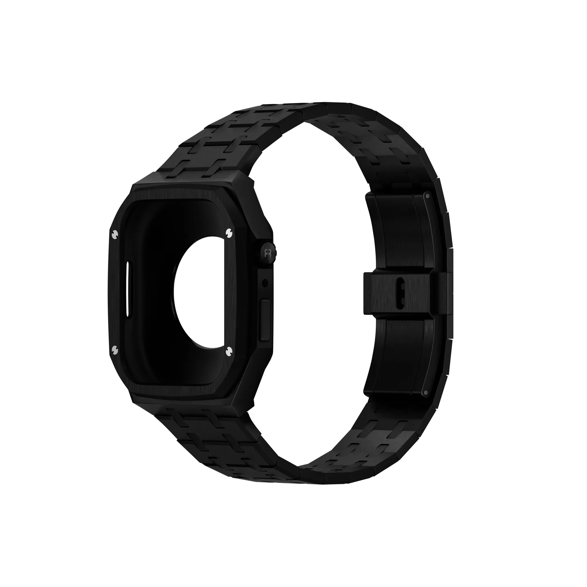 Reqior Apple Watch 45mm Hülle mit integriertem Stahlarmband (Schwarz)
