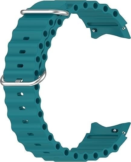 Silicone Ocean Strap, dark green, without a watch, 3/4 rear view
