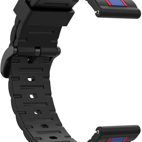 Silicone Special Edition Strap, black/blue, without a watch, 3/4 rear view
