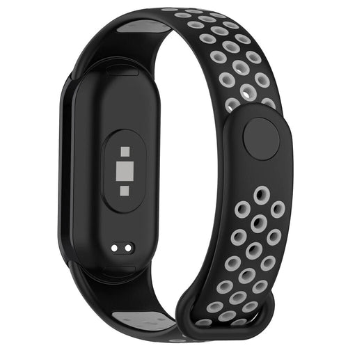 Silicone Sport Strap, black/grey, without a watch, 3/4 rear view