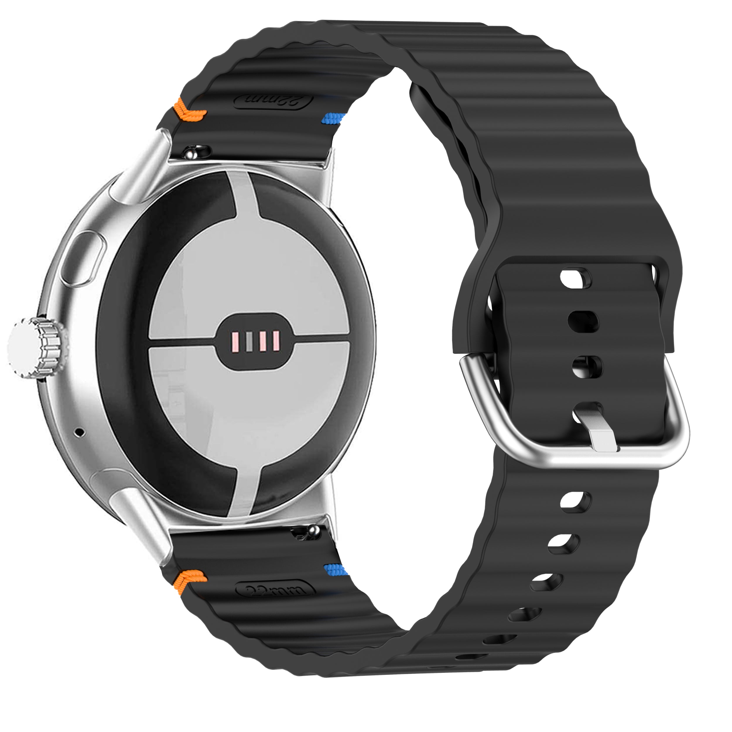 Google Pixel Watch 4 - 45mm Wave Silikonarmband (Schwarz)