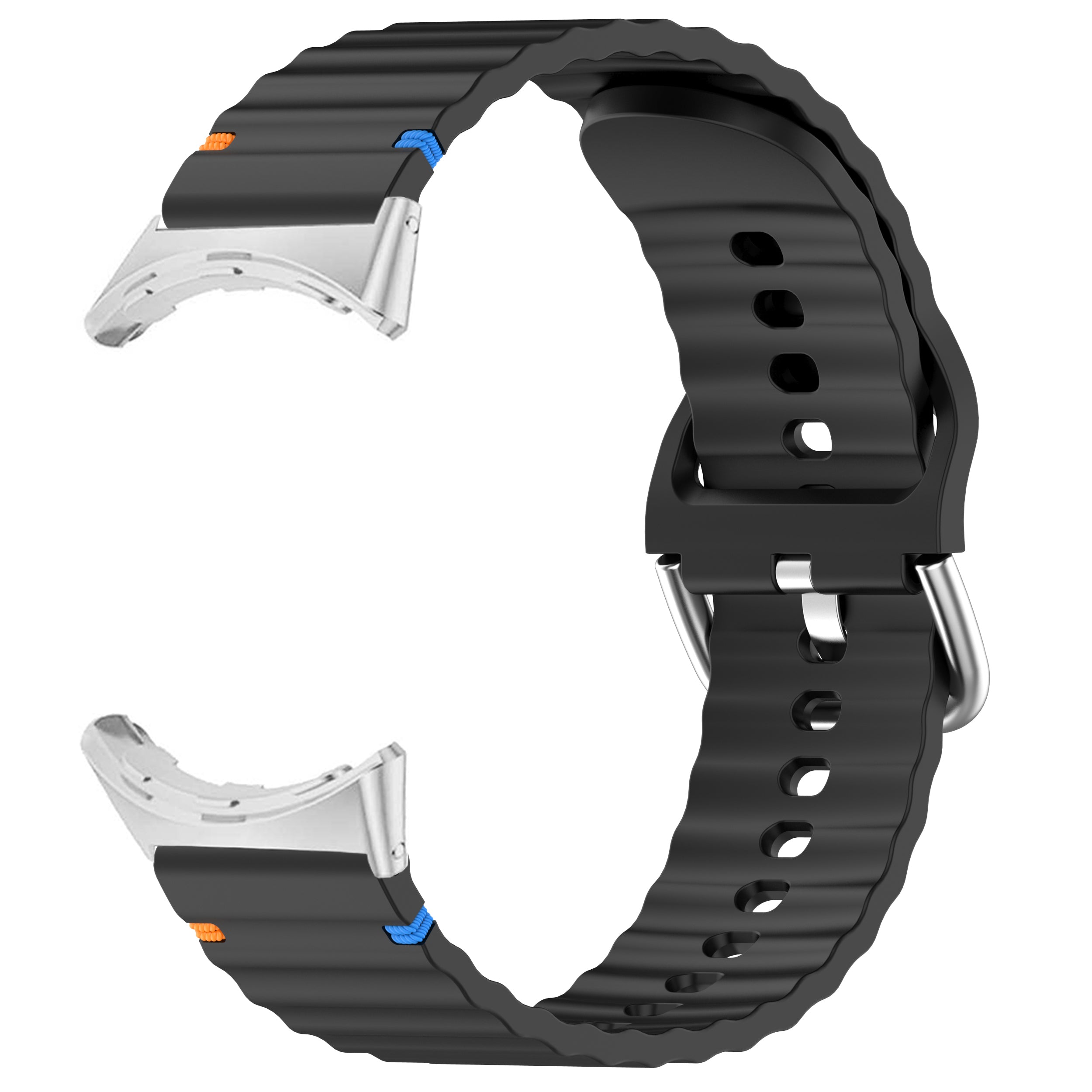 Google Pixel Watch 4 - 45mm Wave Silikonarmband (Schwarz)