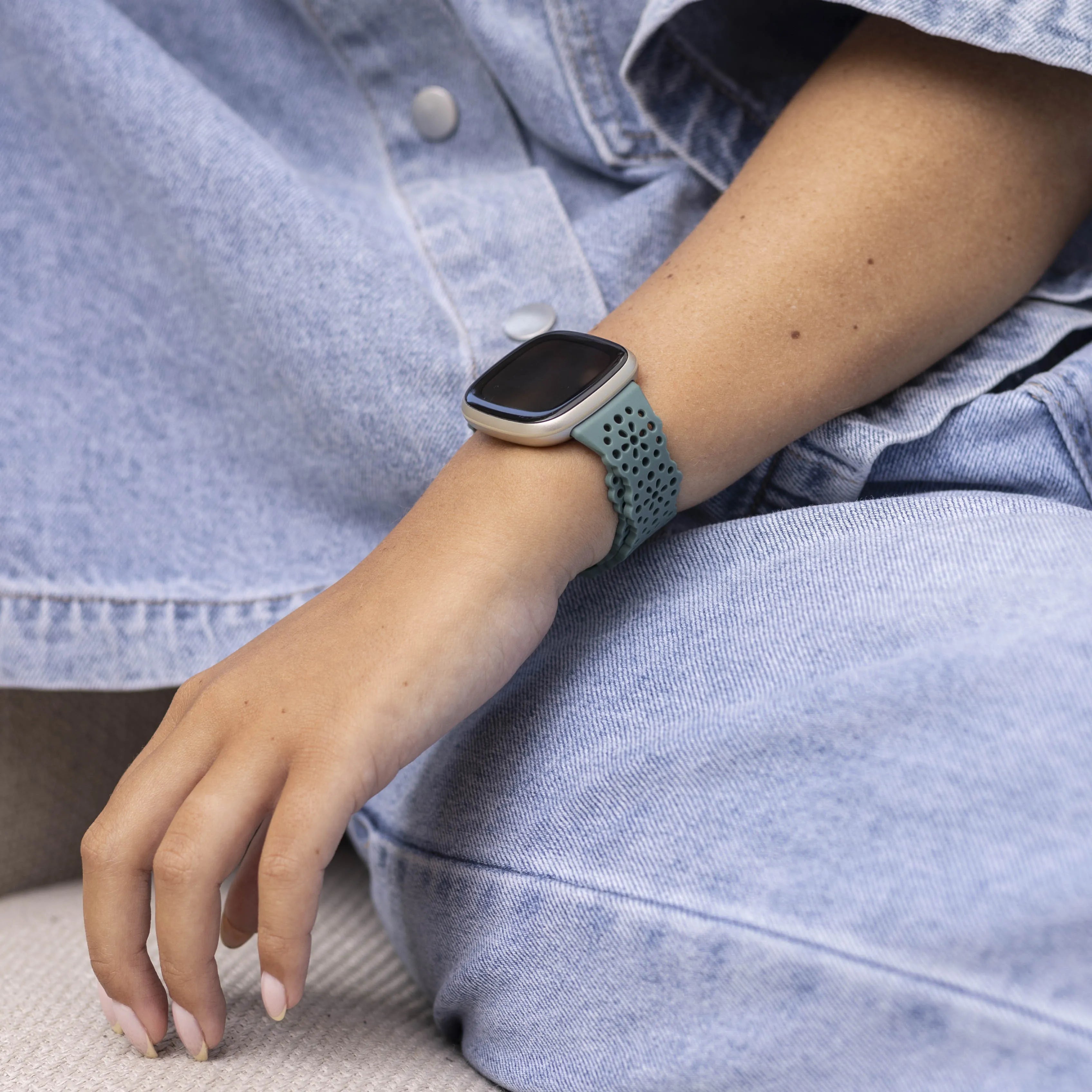 Fitbit Versa 3 Silikonarmband mit Muster (Grün)