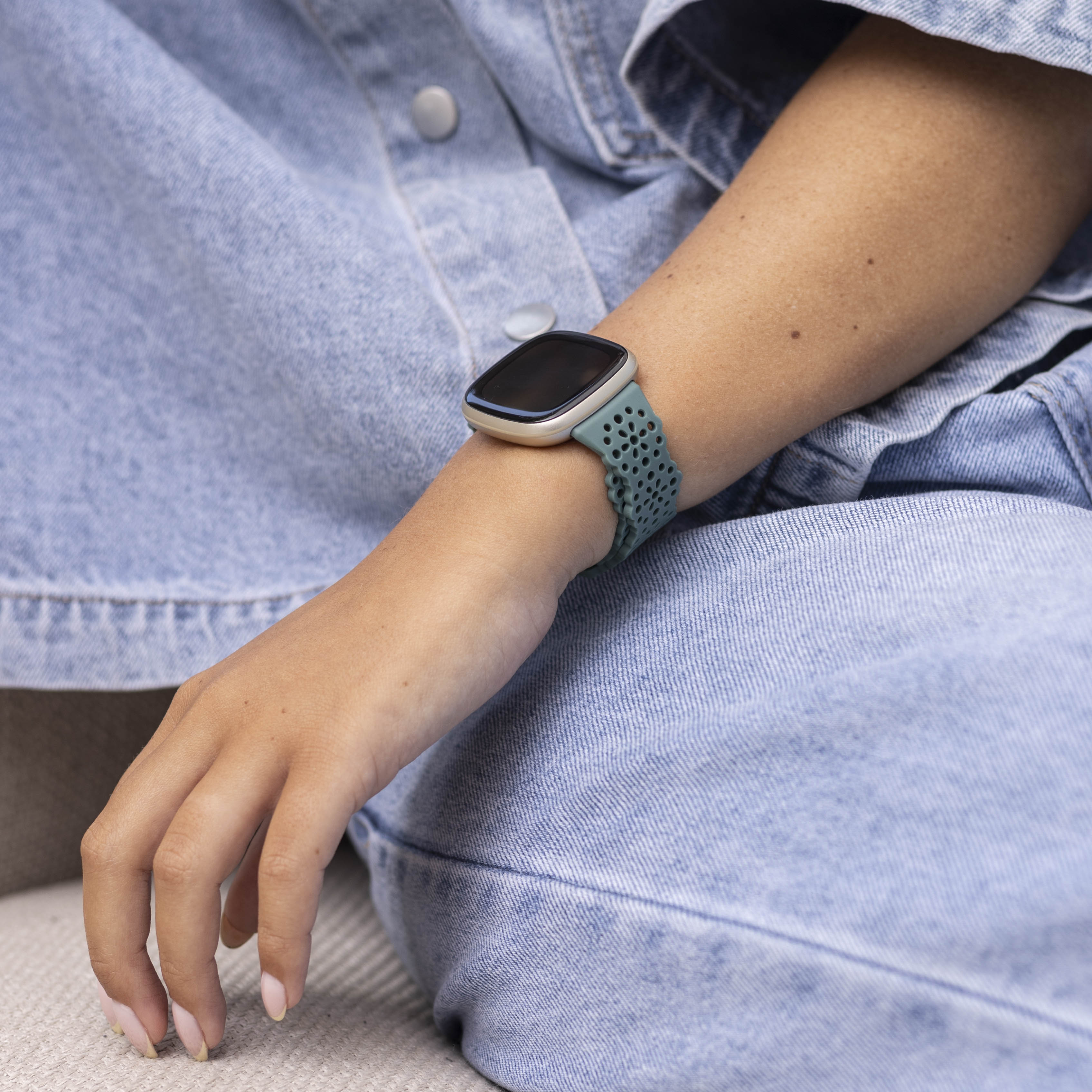 Fitbit Sense Silikonarmband mit Muster (Grün)