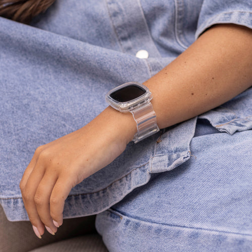 Fitbit Sense Kristallarmband mit Rahmen (Transparent)