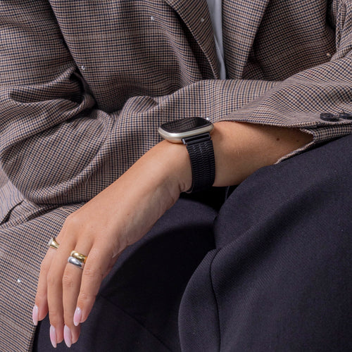 Fitbit Sense Edelstahlband (Schwarz)