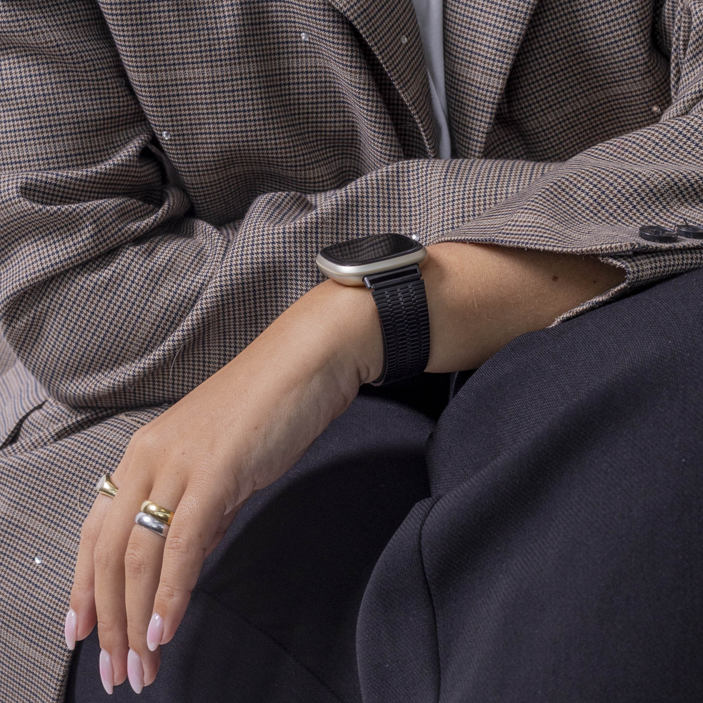 Fitbit Sense Edelstahlband (Schwarz)