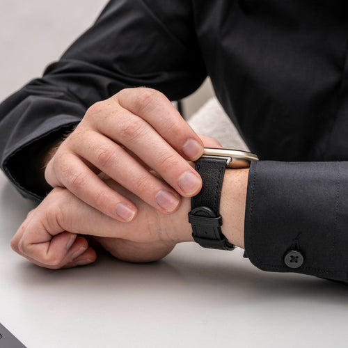 Fitbit Sense Lederarmband (schlankes Schwarz)
