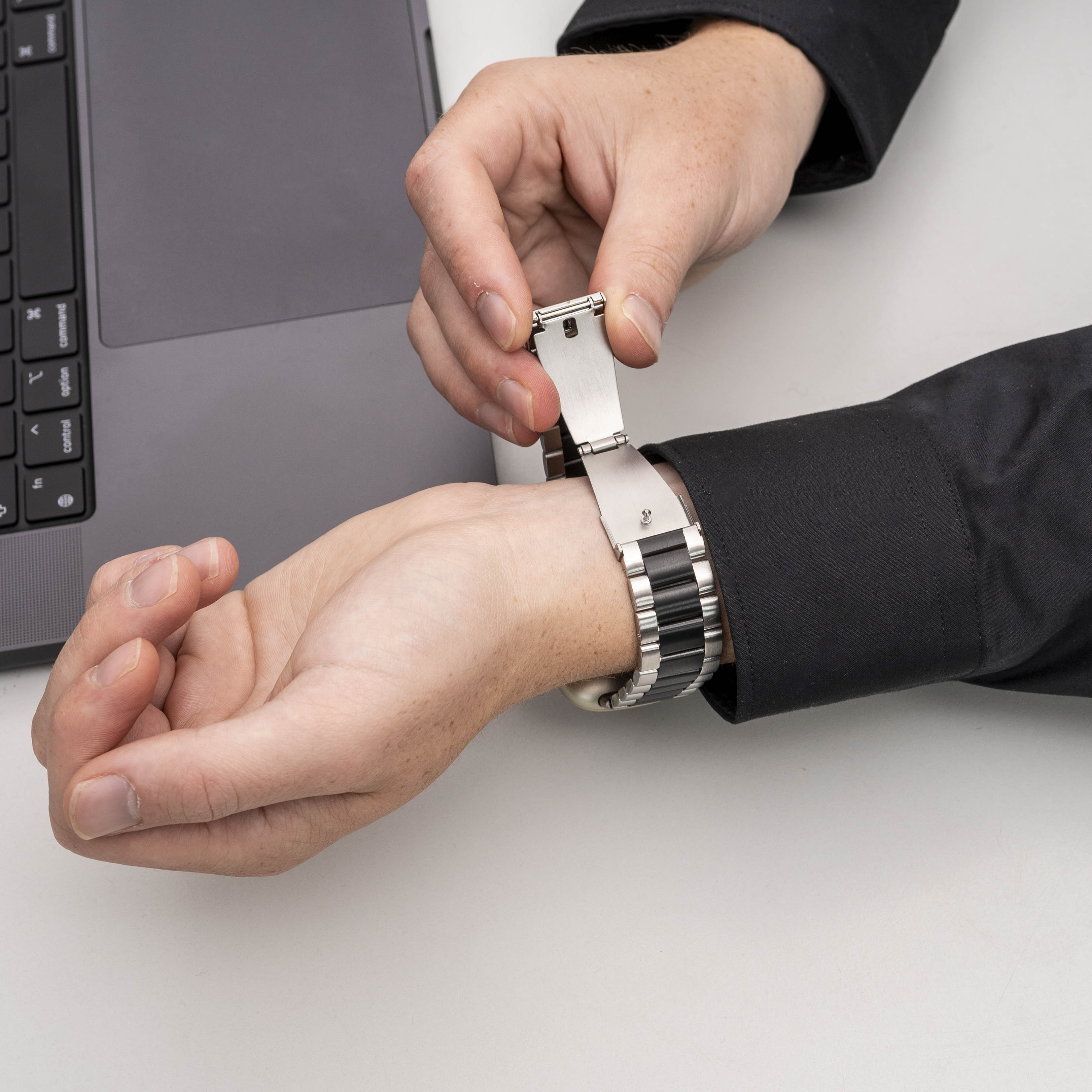 Fitbit Sense Link Strap (Silver/Black)