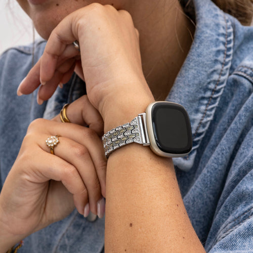 Silver Diamond Fitbit Sense Armband