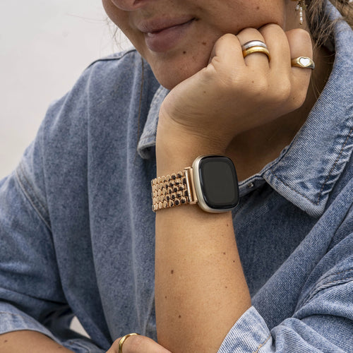 Fitbit Versa 3 Stahl-Fischarmband (Roségold)