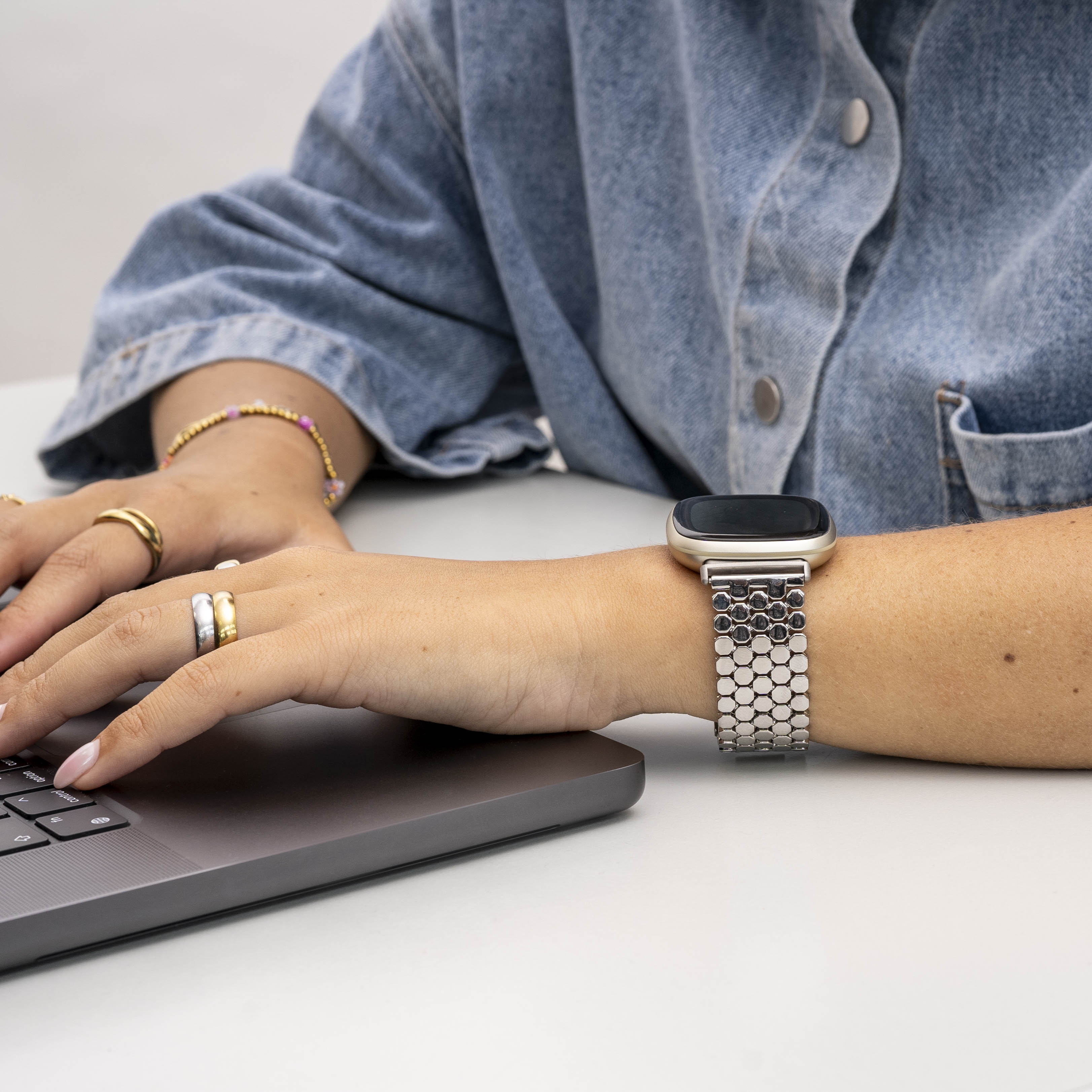 Fitbit Sense Stahl-Fischarmband (Silber)