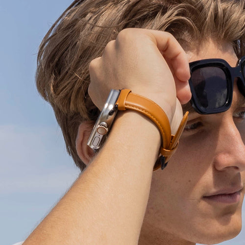 Bandz Apple Watch Echtleder Armband (Braun)