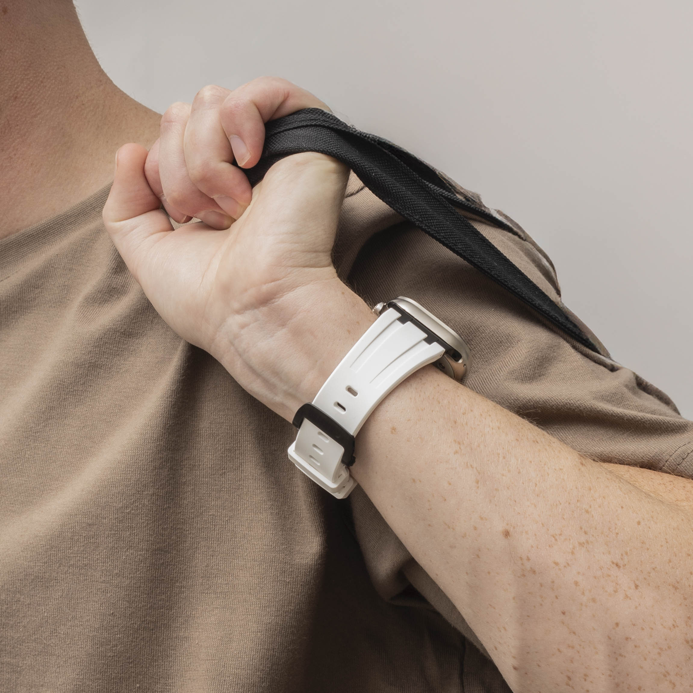 Bandz Apple Watch Silicone Strap 'Luxe Liquid' (White With Black)