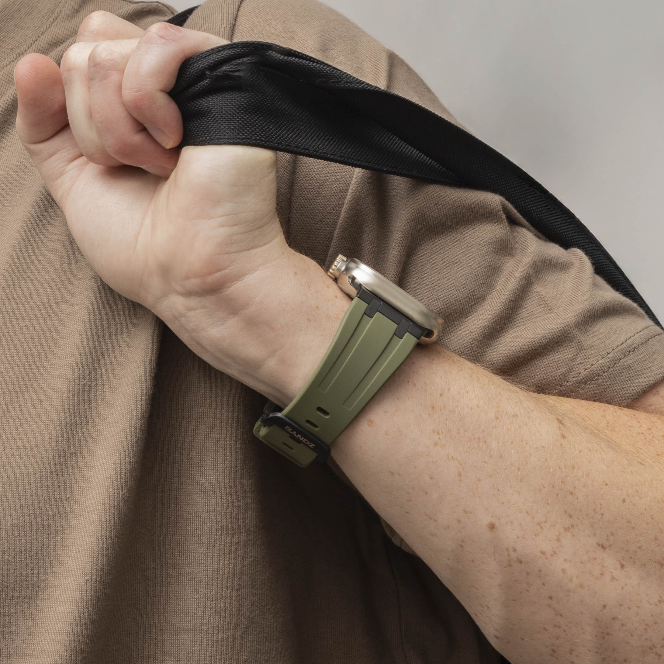 Bandz Apple Watch Silicone Strap 'Luxe Liquid' (Green With Black)