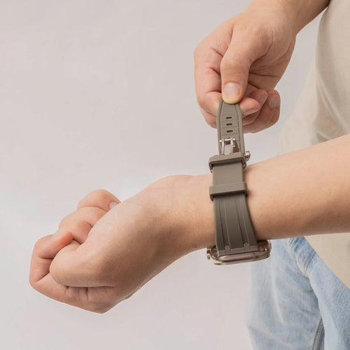 Bandz Apple Watch Silicone Strap 'Luxe Liquid' (Brown With Titanium)