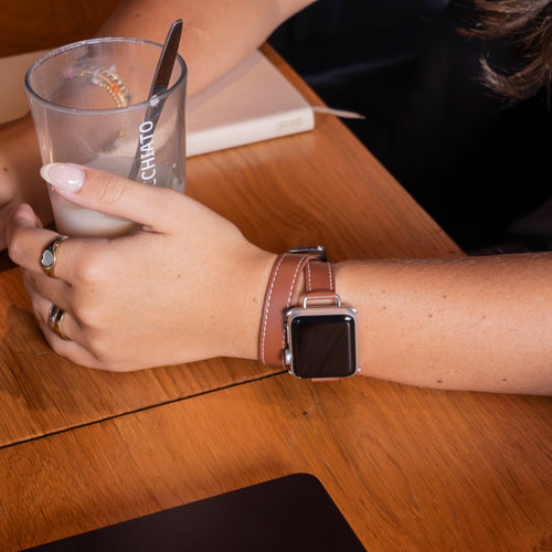 Apple Watch Double Tour Lederarmband (Braun)