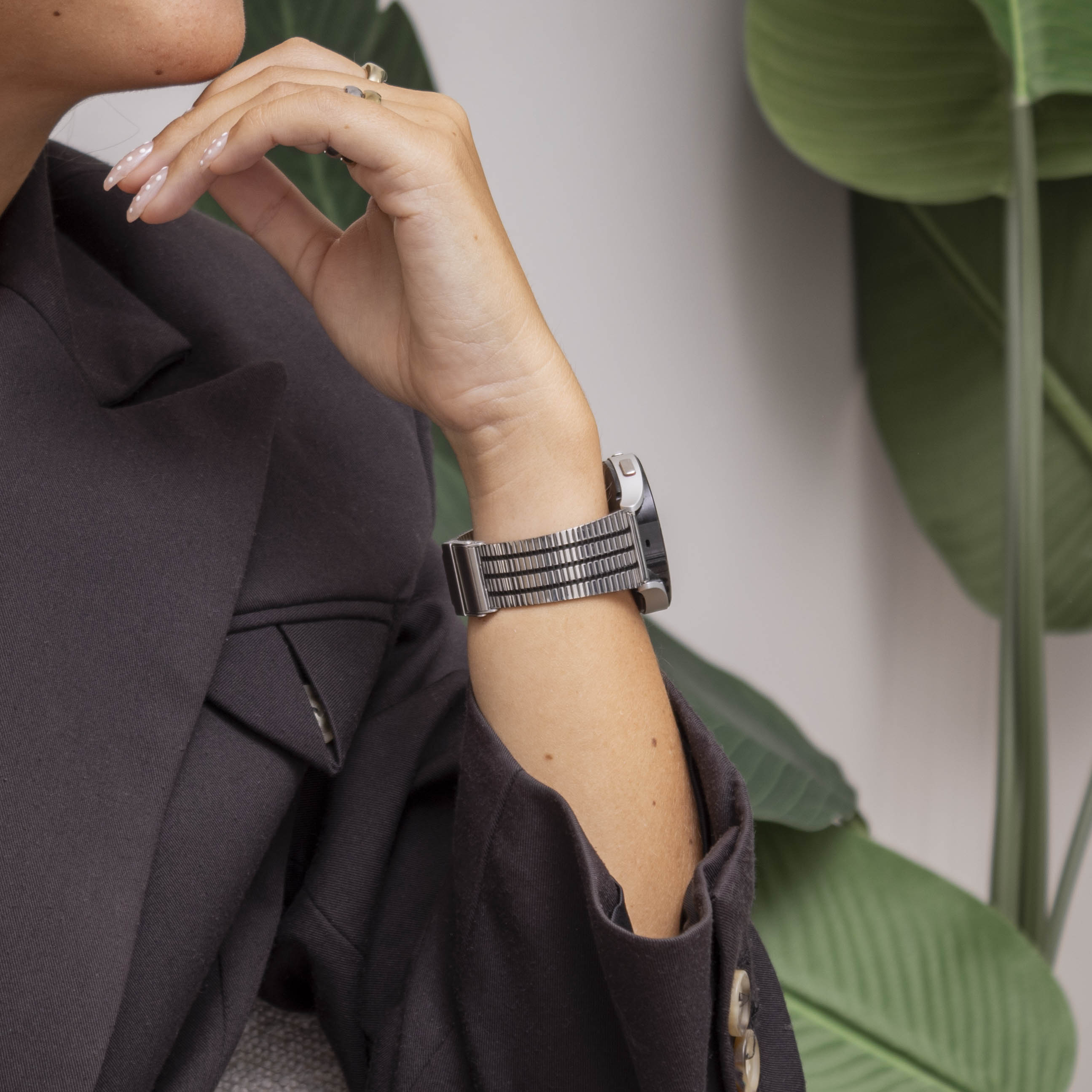 Amazfit GTS 3 Edelstahl-Armband (Silber/Schwarz)