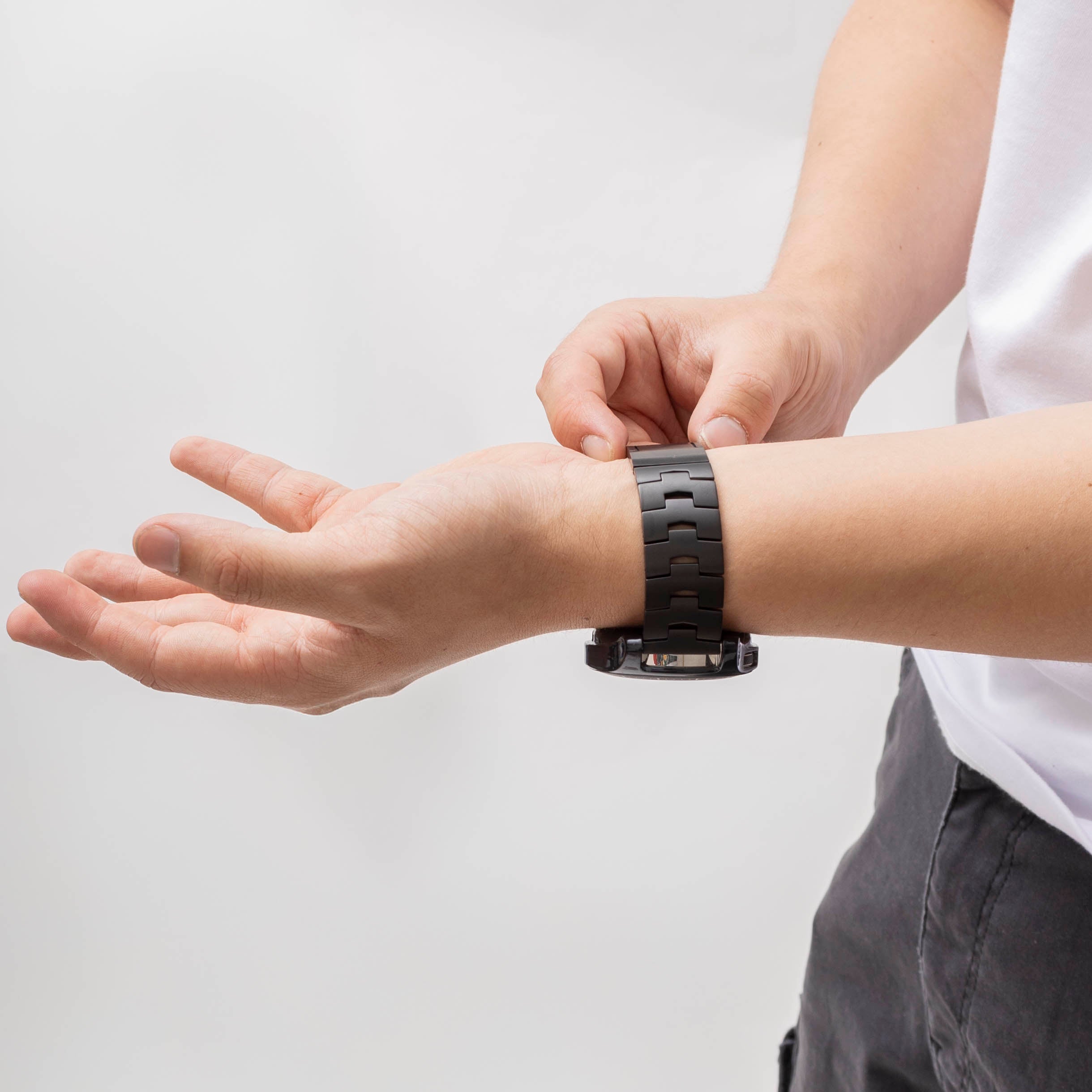 OnePlus Watch Titan 'Grain' Armband (flacher Verschluss) (Schwarz)