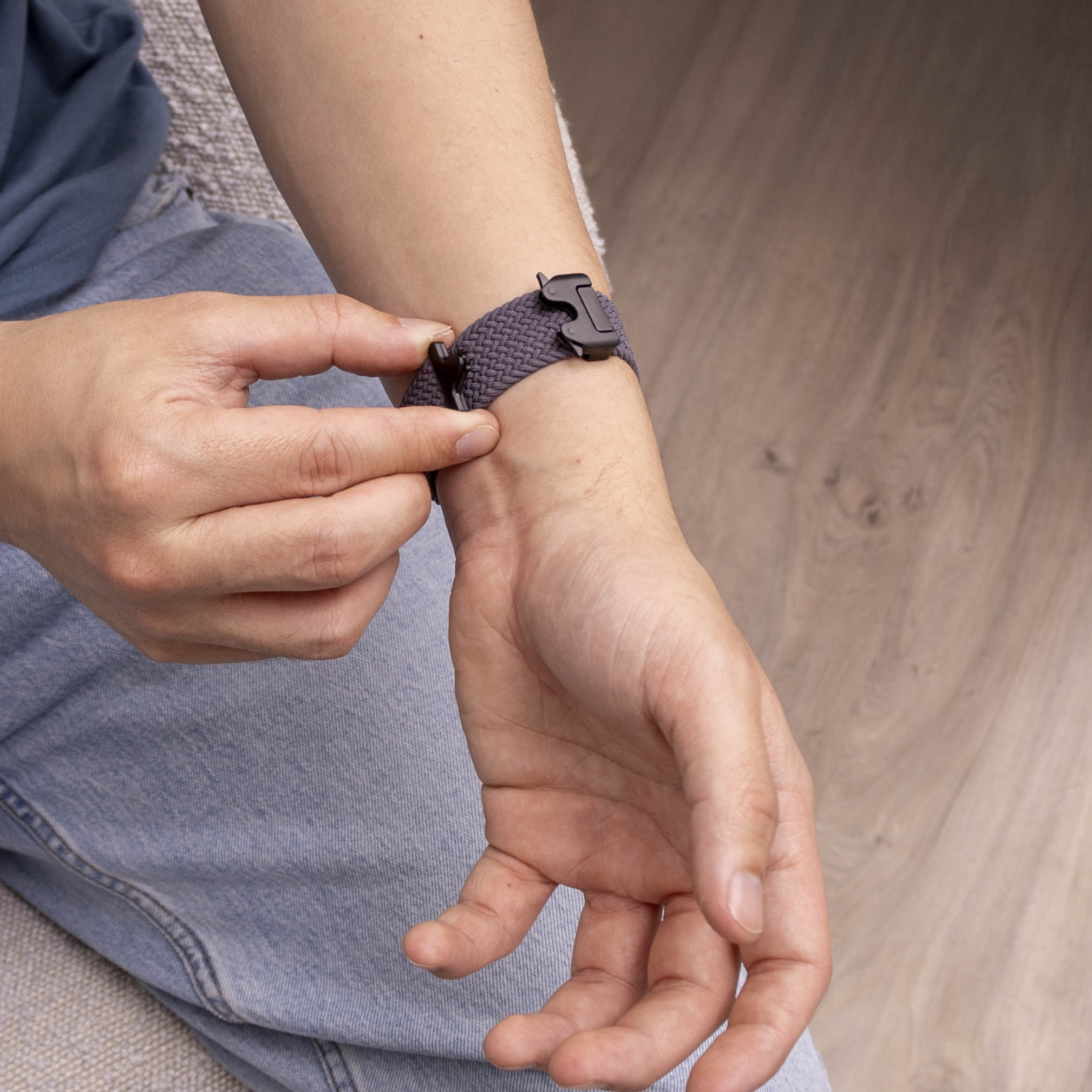 Samsung Galaxy Watch 8 - 44mm Geflochtenes Armband mit P-Schnalle (Dunkel Grau)