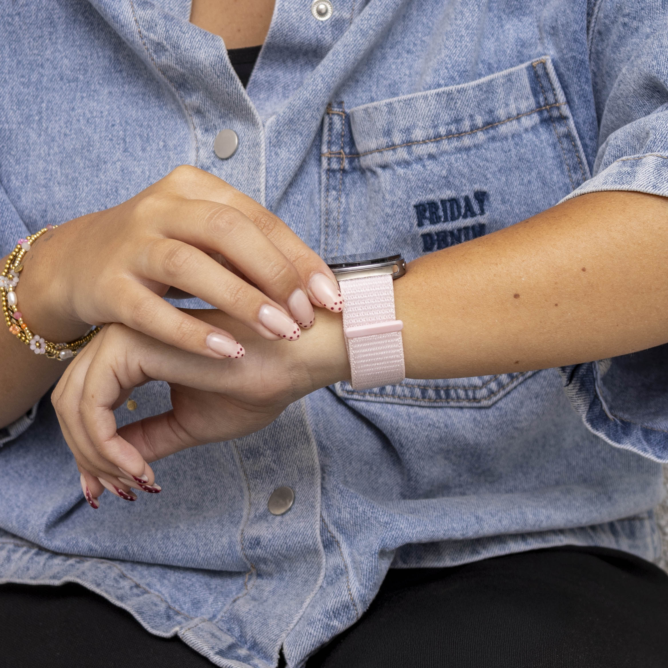 Samsung Galaxy Watch 8 - 40mm Nylonarmband (Hell Rosa)